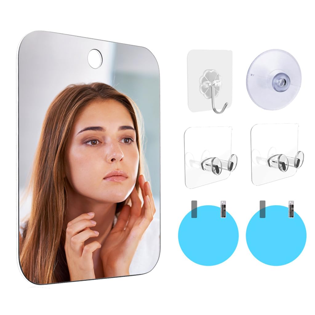 MAYCREATE Anti-Fog Shaving Mirror, 6.81in Anti-Fog Makeup Shave Frameless Shower Wall Hanging Mirror with Handheld Option for Men and Women MAYCREATE Anti-Fog Shaving Mirror, 6.81in Anti-Fog Makeup Shave Frameless Shower Wall Hanging Mirror with Handheld Option for Men and Women